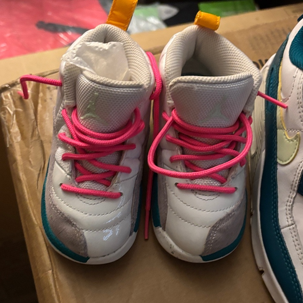 Jordan Kids Sneakers with Pink and Teal Accents